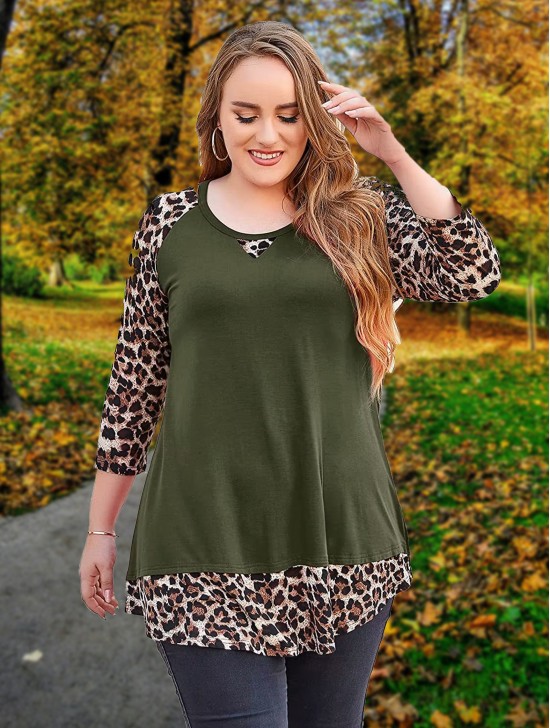 Leopard Sleeved Fashion Top 